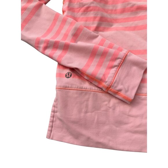LULULEMON Peach Striped Zip Back Long Sleeve Top Size 6 - Picture 3 of 5